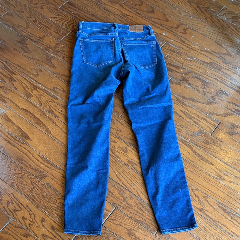 Madewell Men’s Slim Straight Jeans — Deep Blue Denim Back View